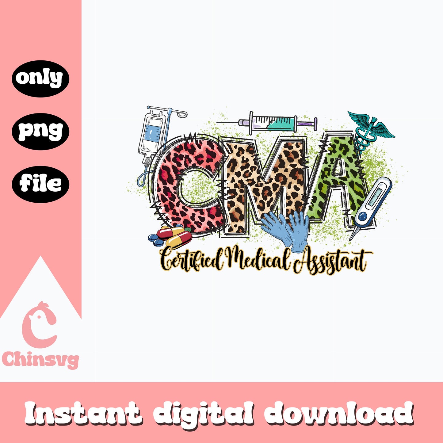 CMA Certified Medical Assistant Leopard PNG, Nurse PNG, Medical PNG