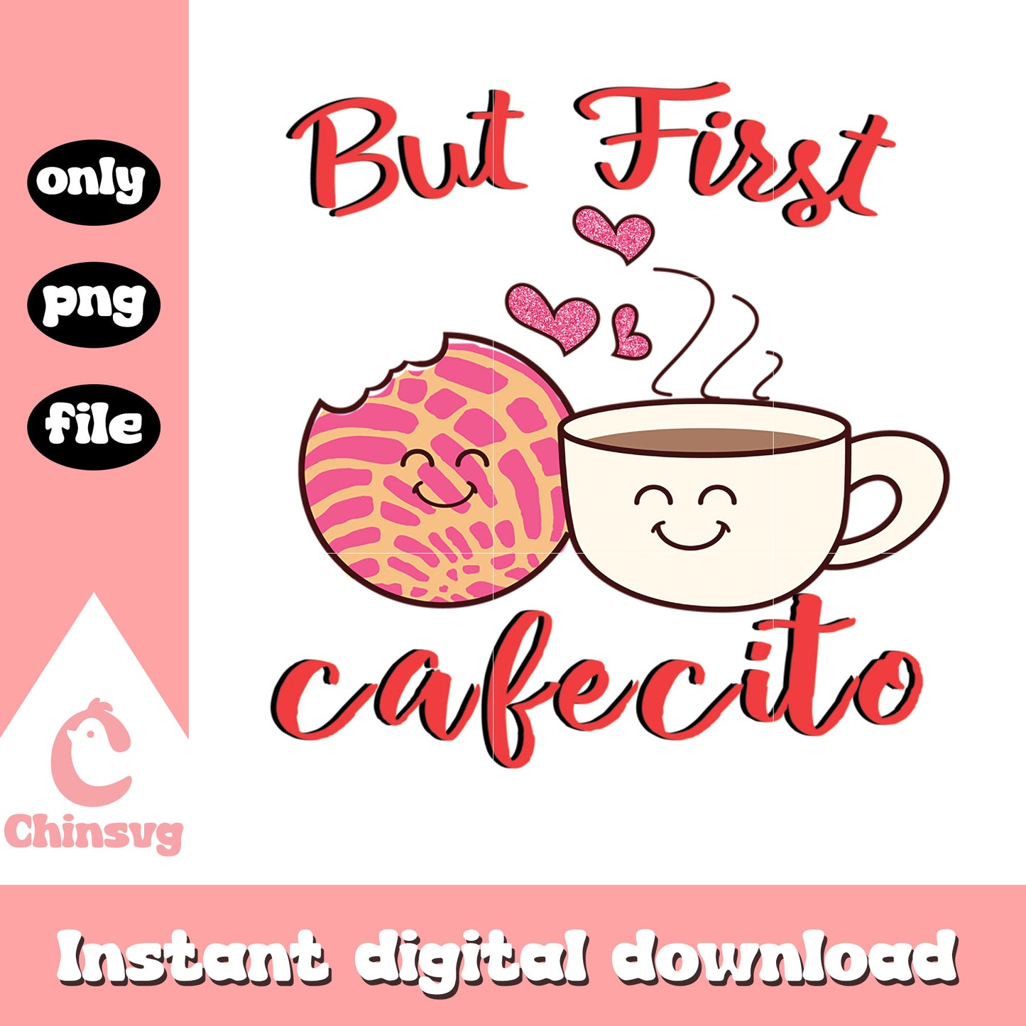 Cafecito cartoon love valentine png, valentine's day coffee​ png