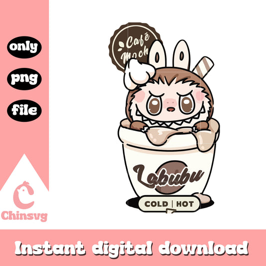 Cafe mocha labubu cute doll design png, labubu art png
