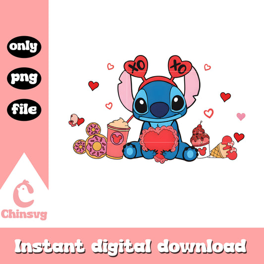 Cake xoxo stitch valentine png, valentines day stitch​​​​ png