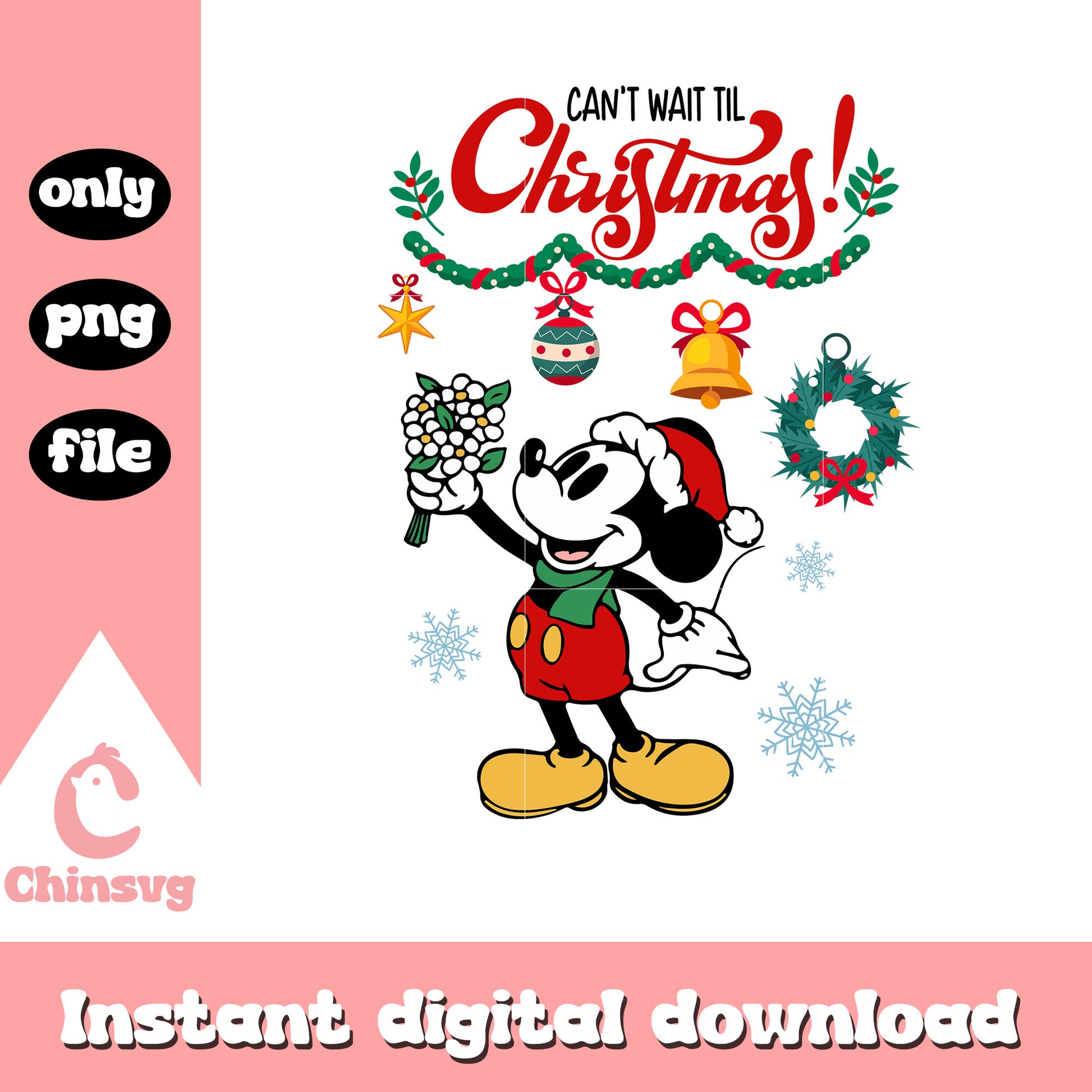 Can't wait til christmas mickey png, how many days till christmas​ png