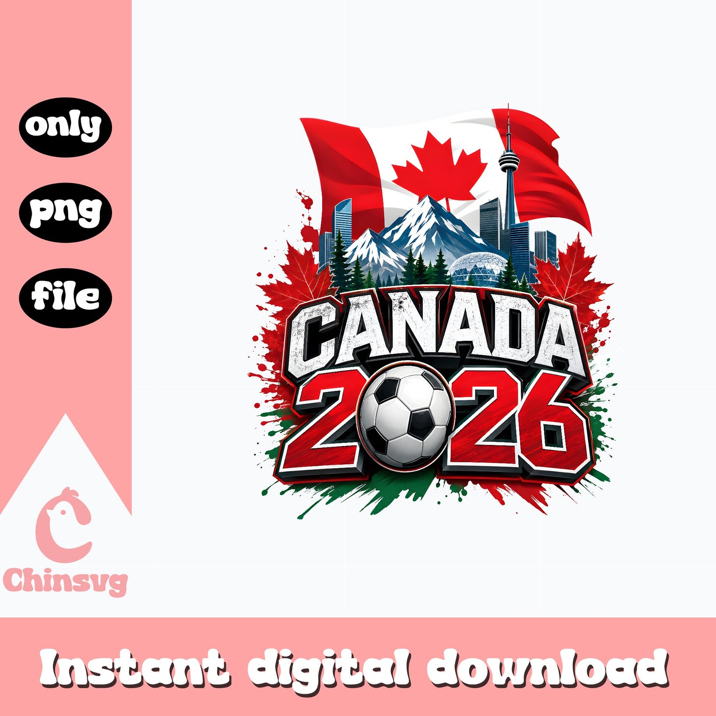 Canada 2026 Soccer PNG, World Cup Canada Flag, Football PNG