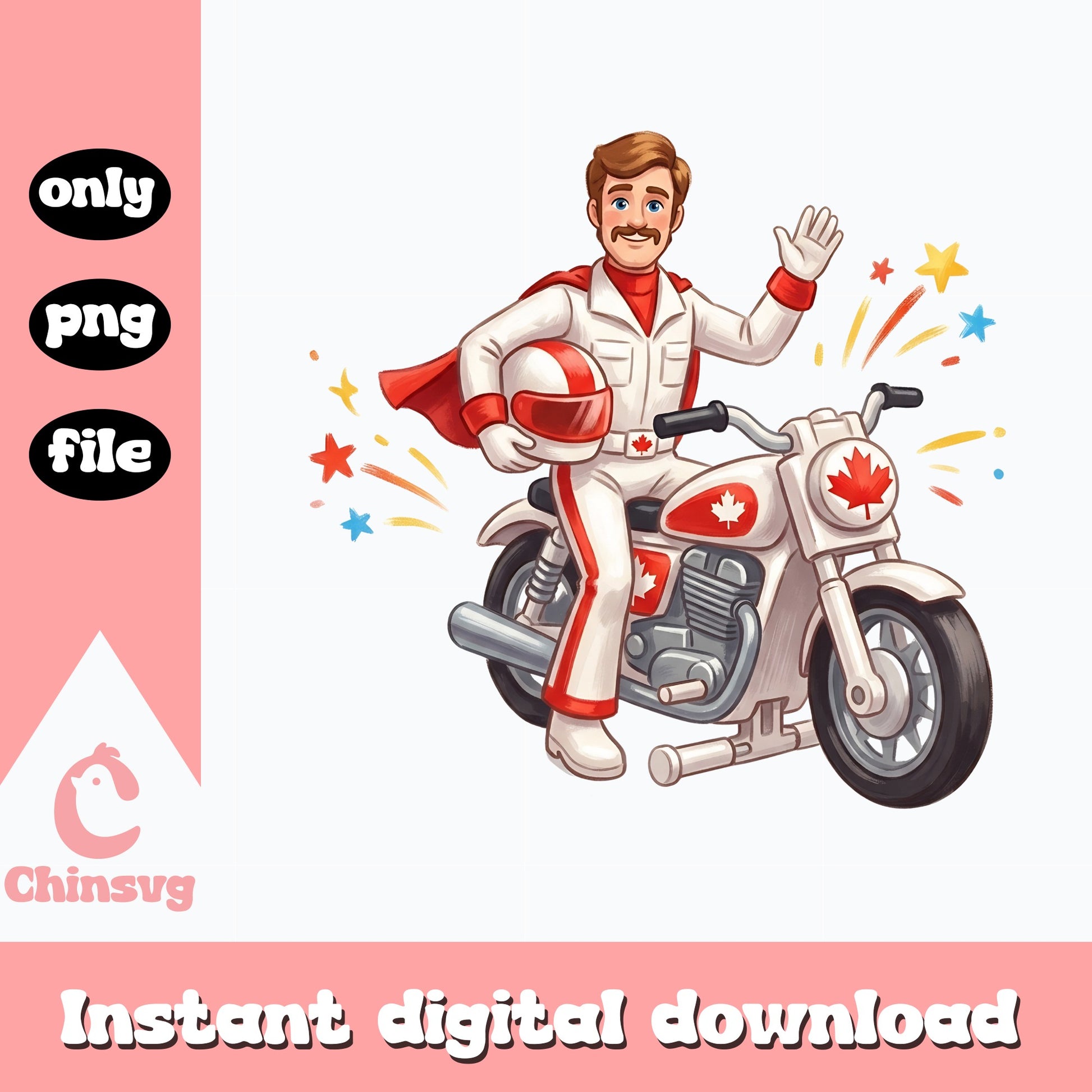 Canada Day Motorcycle Stunt Man PNG, Canada Day PNG, Patriotic PNG
