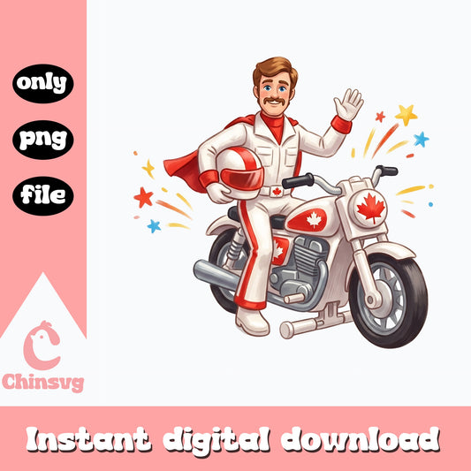 Canada Day Motorcycle Stunt Man PNG, Canada Day PNG, Patriotic PNG
