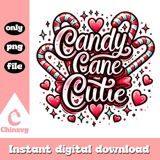 Candy cane cutie christmas design png, candy christmas png