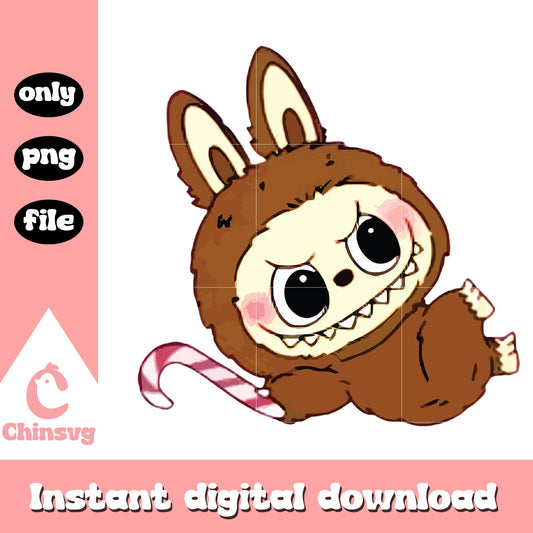 Candy cane labubu cute doll design png, labubu character png