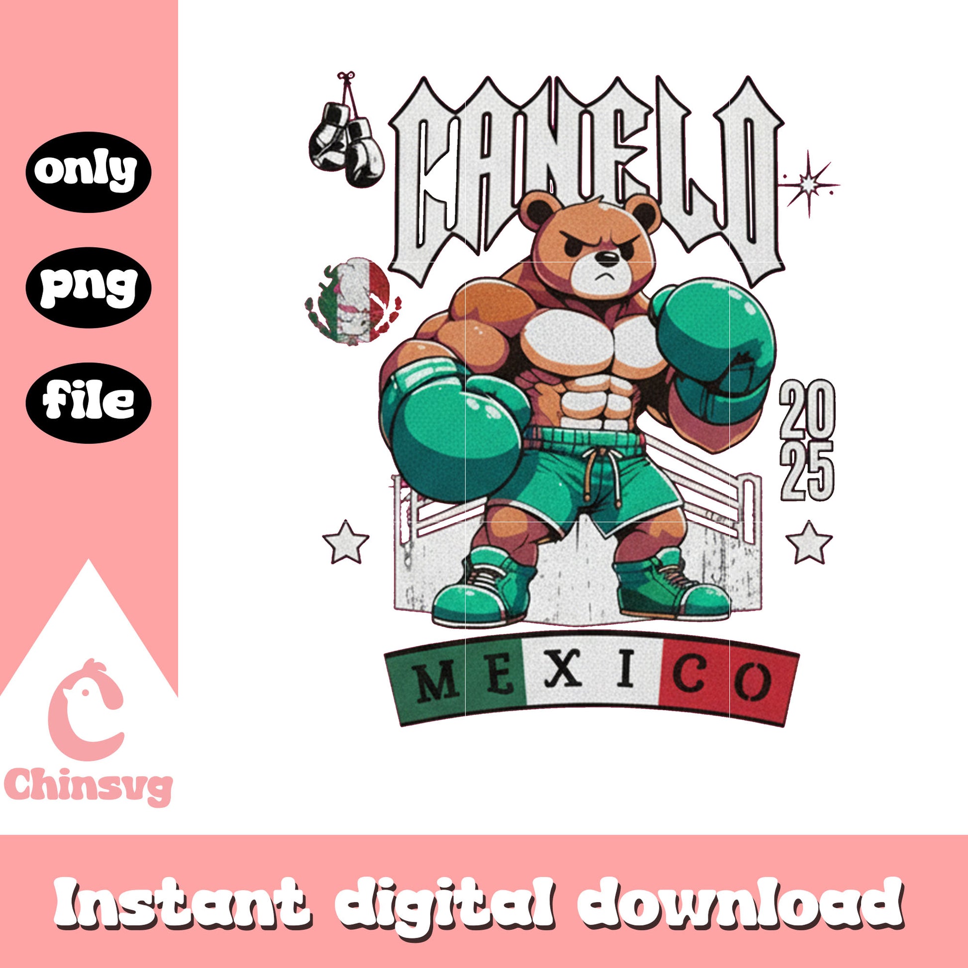 Canelo bear mexico cartoon png, canelo teddy bear png, champion png