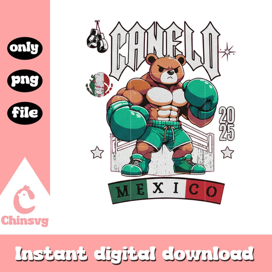 Canelo bear mexico cartoon png, canelo teddy bear png, champion png