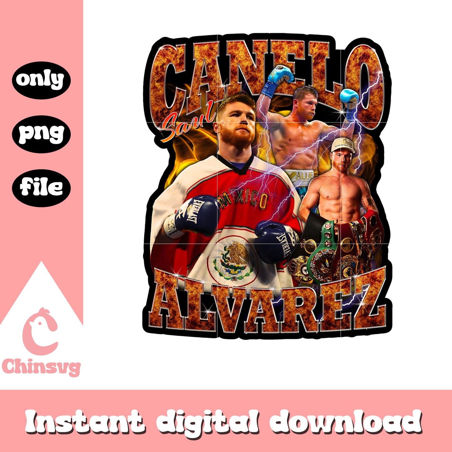 Canelo fire lightning boxing design png, boxing champion png
