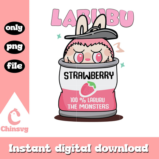 Canned strawberry labubu clipart drawing png, clip art png