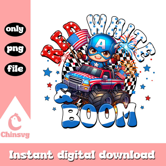 Captain America chibi red white and boom png, Captain America png