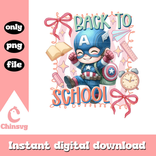 Captain america back to school coquette art png, marvel avengers png