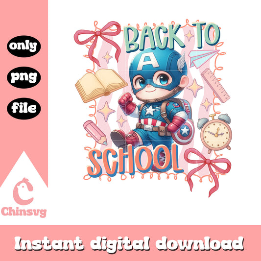 Captain america back to school coquette design png, avengers marvel png