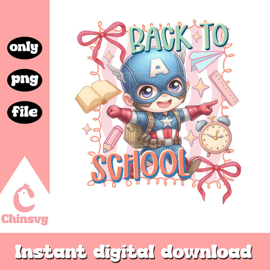 Captain america back to school coquette png, marvel comics png