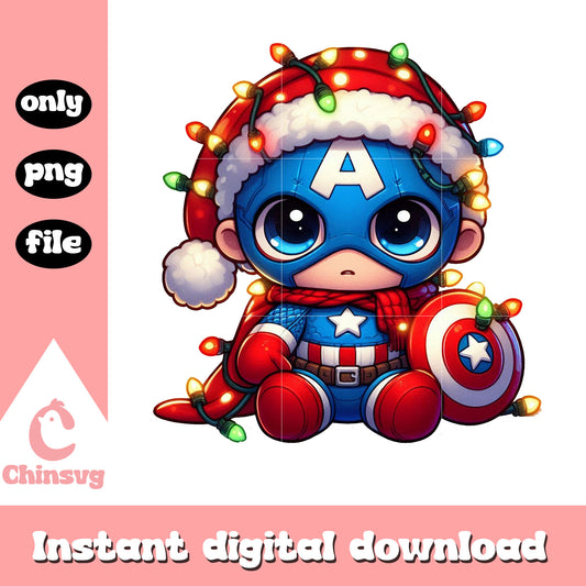 Captain america christmas vacation png, christmas tree lights png
