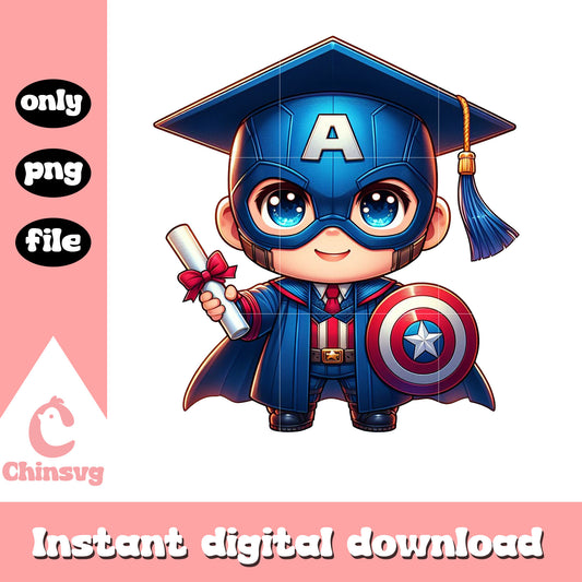 Captain american graduation day design png, graduation superhero png