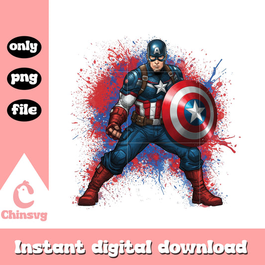 Captain america posing splatter effect png, captain america png