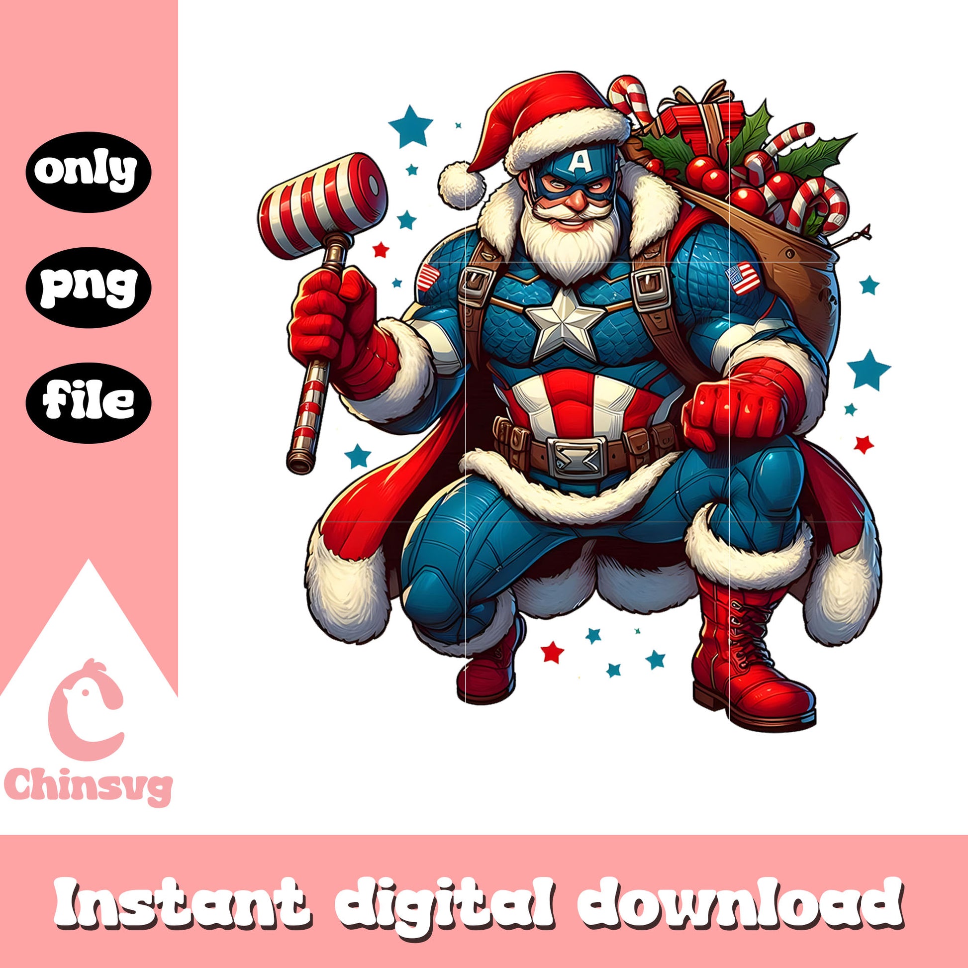 Captain america santa claus design png, candy canes png