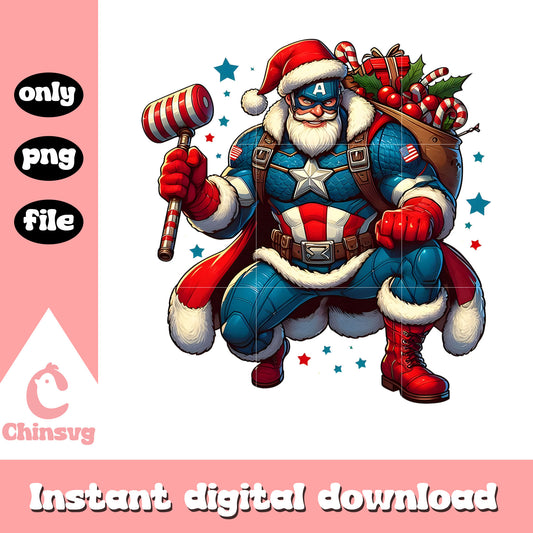 Captain america santa claus design png, candy canes png