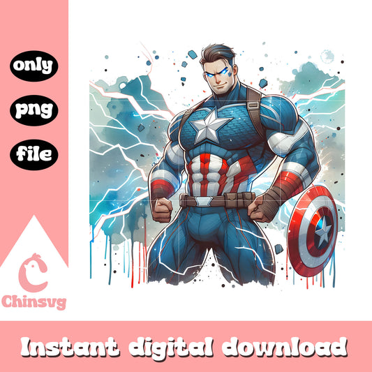 Captain america thunder splatter effect png, captain america art png