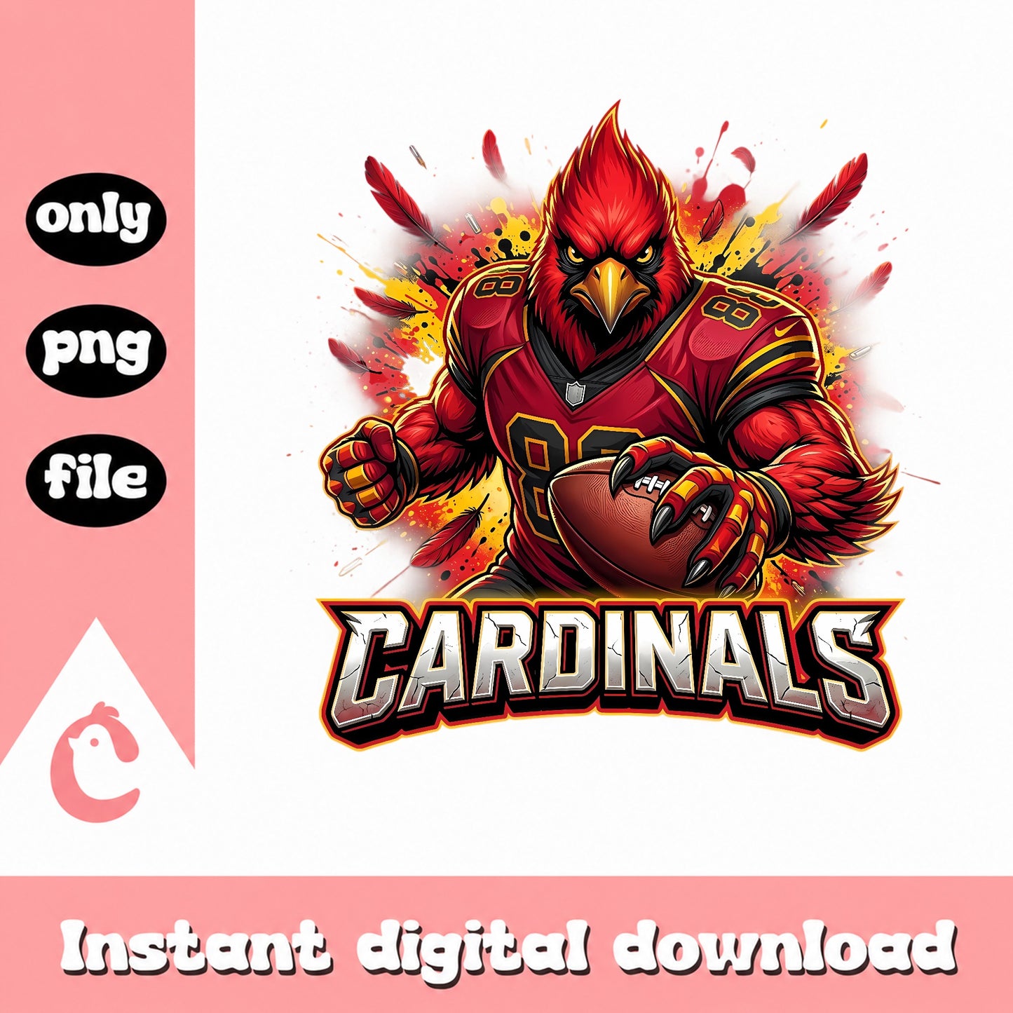 Cardinals Football Mascot PNG, Cardinal Bird Football PNG, Sports PNG