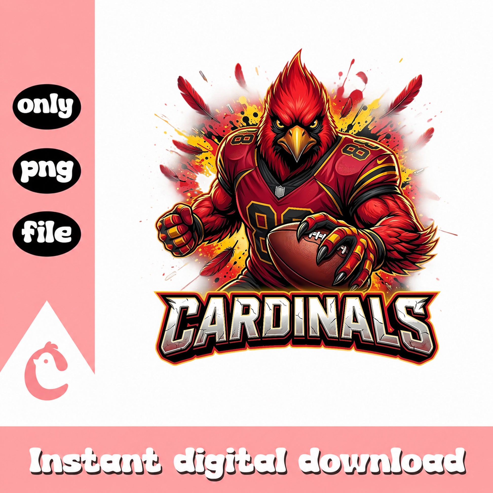 Cardinals Football Mascot PNG, Cardinal Bird Football PNG, Sports PNG