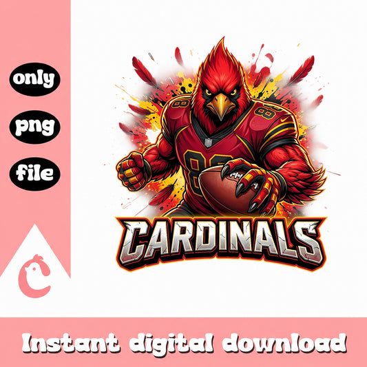Cardinals Football Mascot PNG, Cardinal Bird Football PNG, Sports PNG