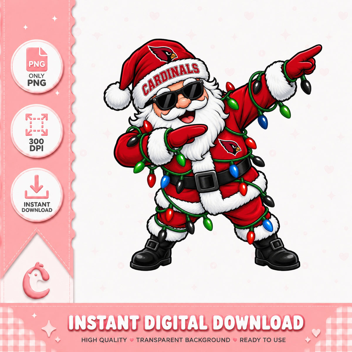 Cardinals Santa Dabbing Christmas PNG, Football Santa Claus, PNG