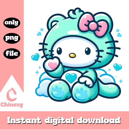 Care bears heart kitty cat design png, care bears movie png