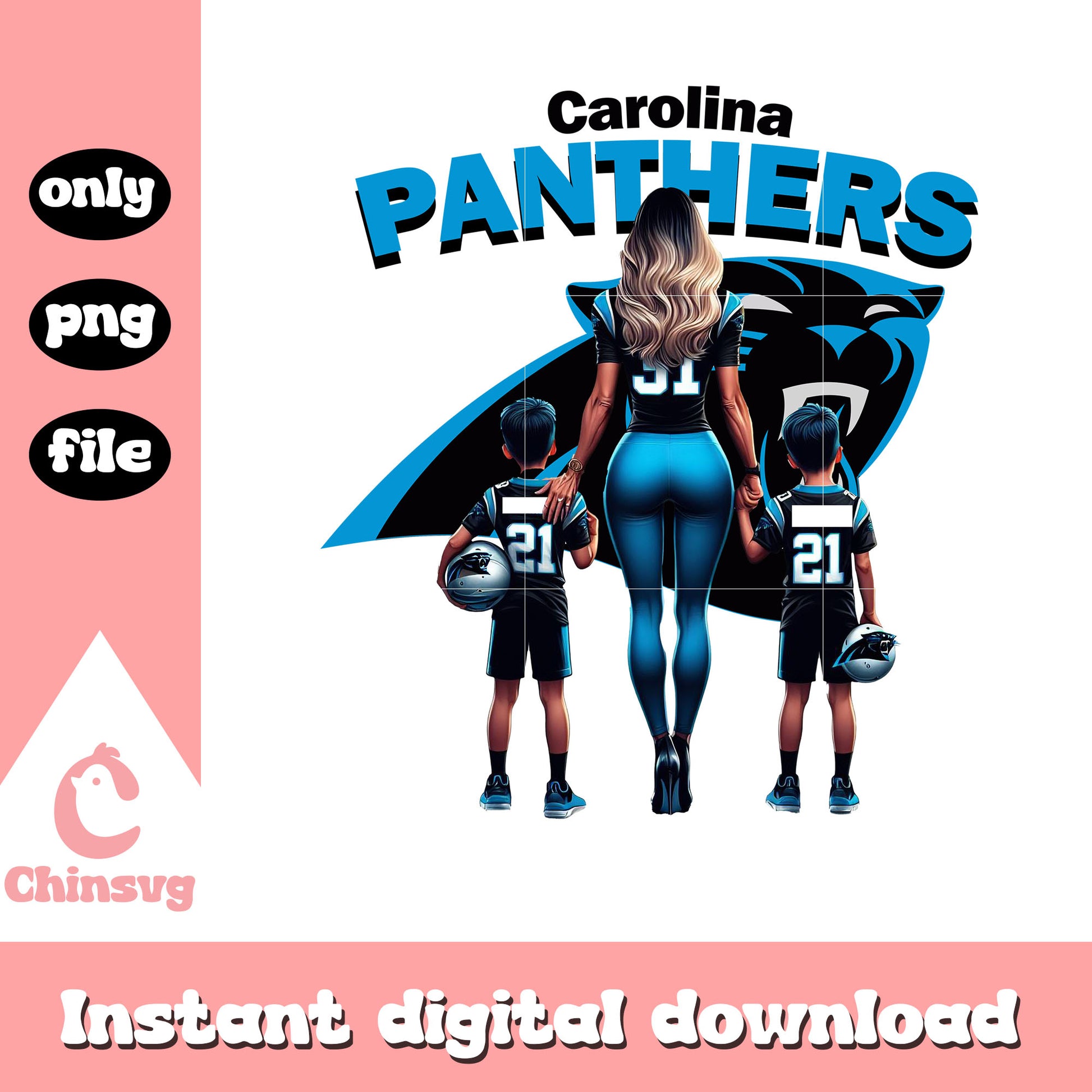 Carolina Panthers mom and children png, football games png