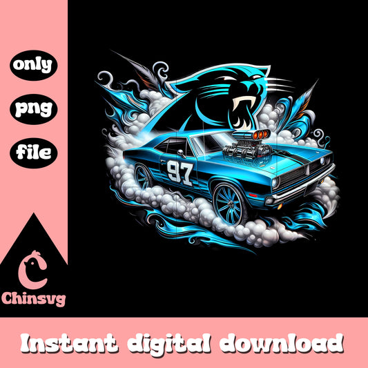 Carolina Panthers muscle car png, Carolina Panthers football png