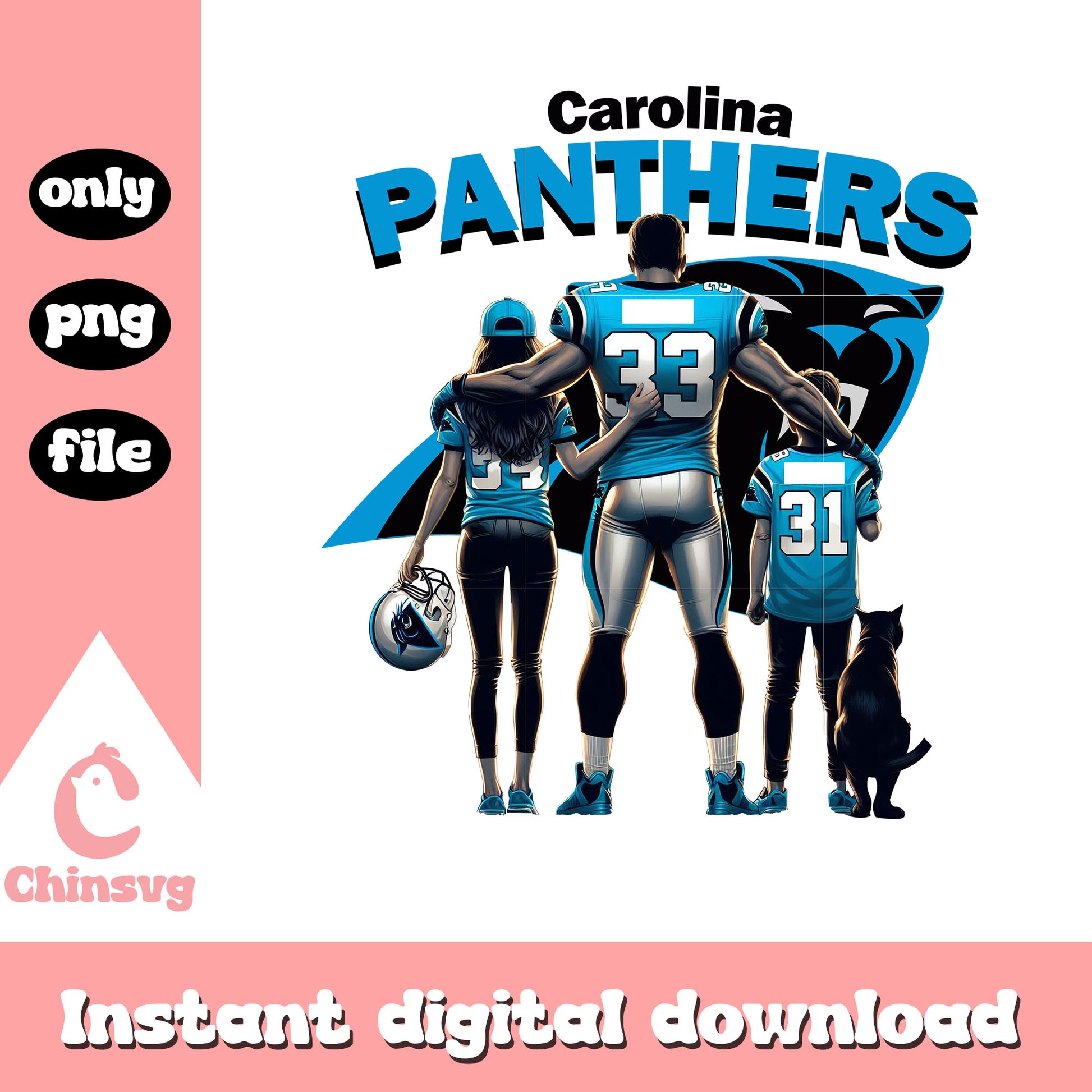 Carolina Panthers team family png, college football games png