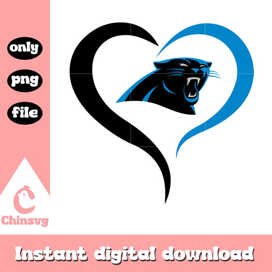 Carolina panthers american football heart svg, carolina panthers game svg