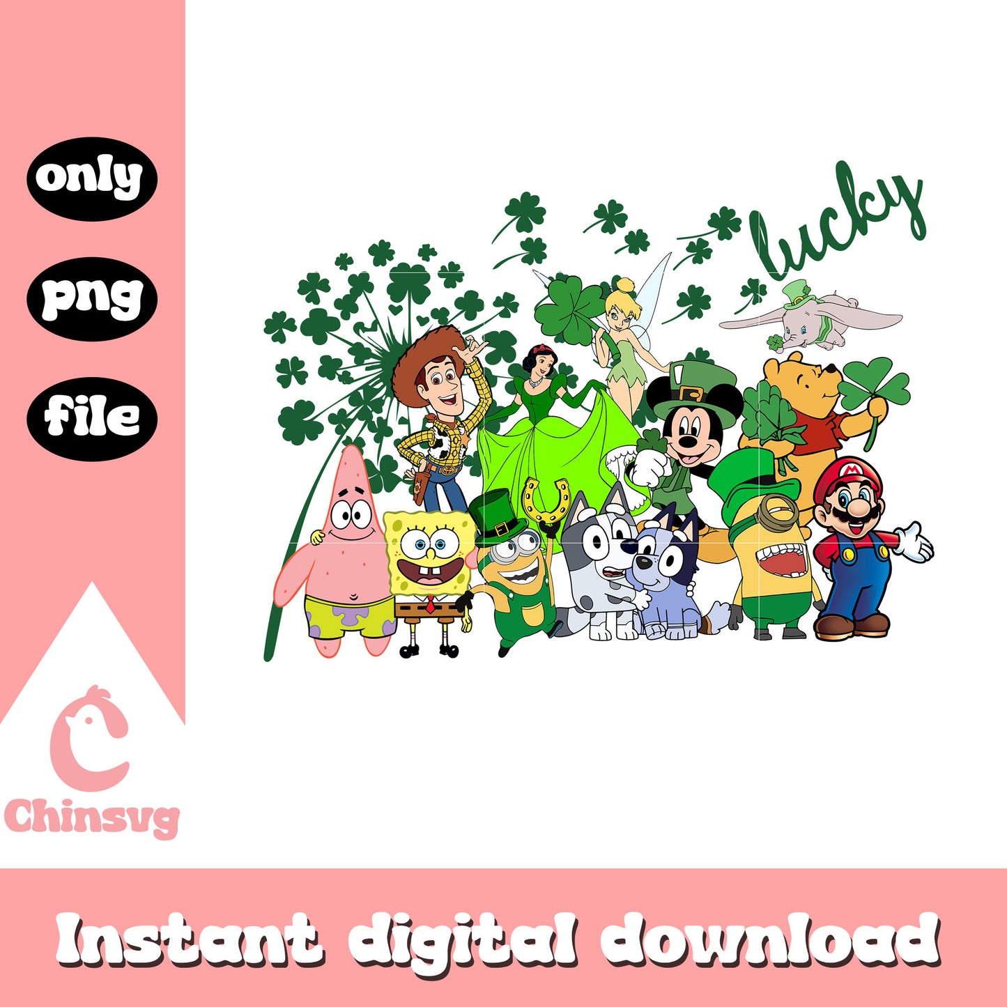 Cartoon characters lucky patrick day png, png, patrick's day png