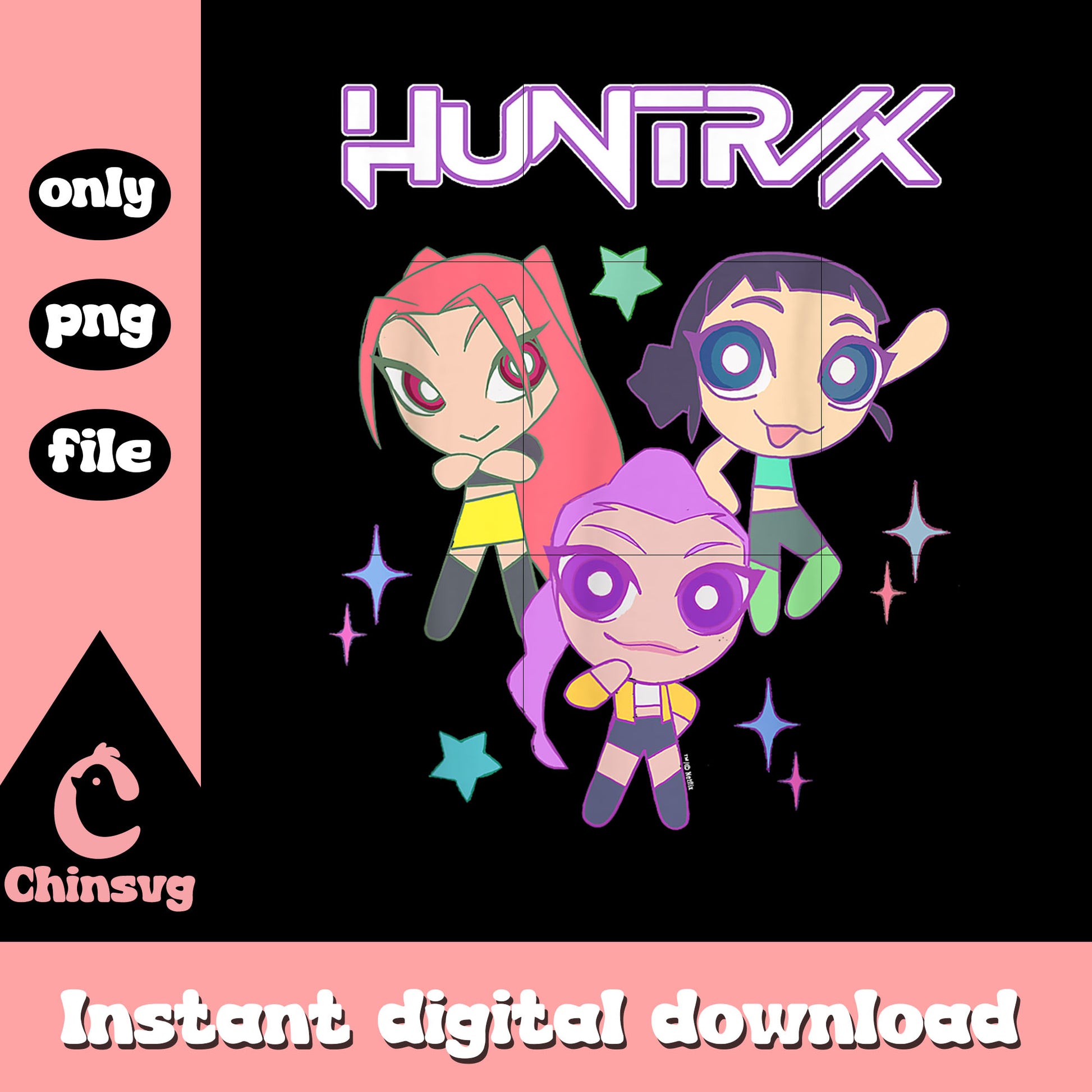 Cartoon drawing huntrix members png, hunter movie png