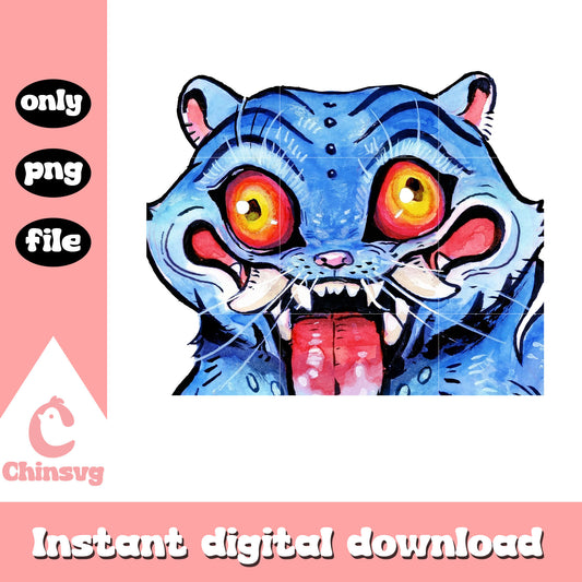 Cartoon funny derpy tiger design png, cartoon character png