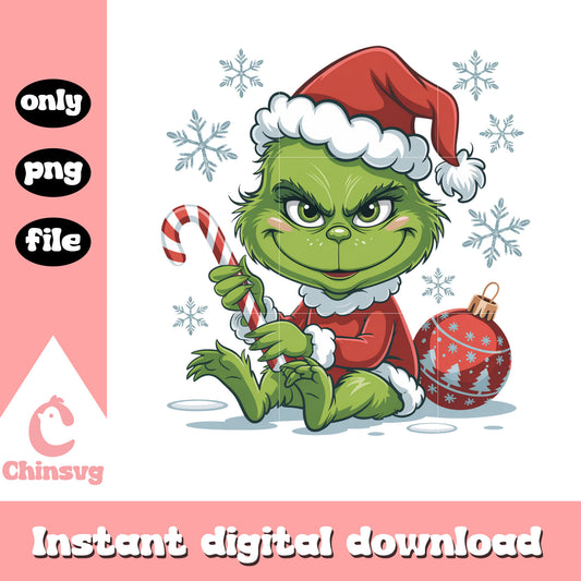 Cartoon grinch christmas ball candy png, grinch clip art png