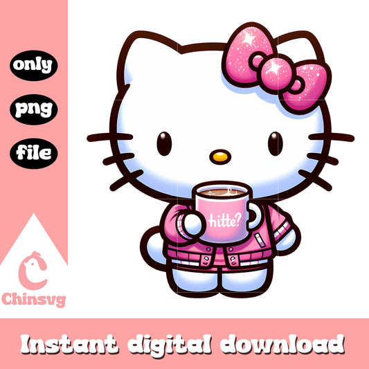 Cartoon hello kitty character drink coffee png, when is valentines day png