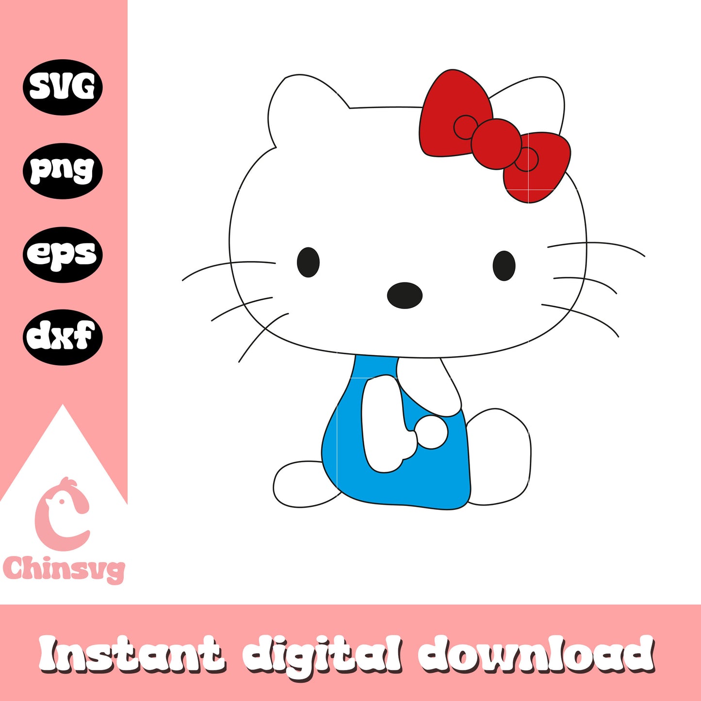 Cartoon hello kitty sitting svg, sanrio hello kitty svg
