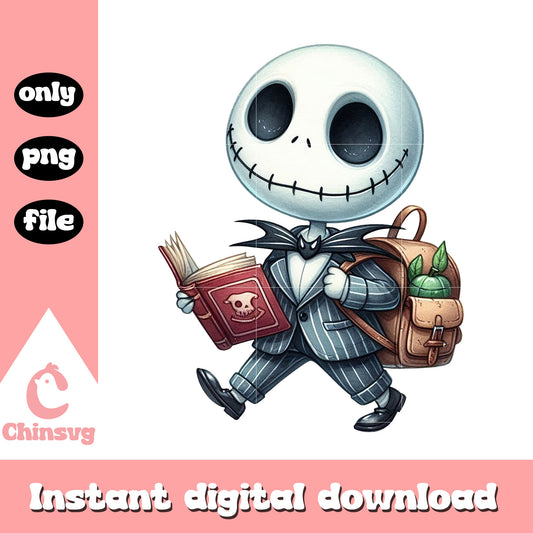 Cartoon jack skellington reading book png, book club png