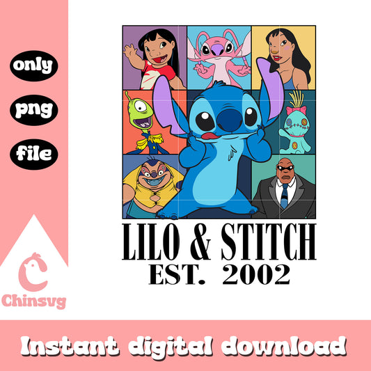 Cartoon lilo est 2002 design png, stitch characters​ png