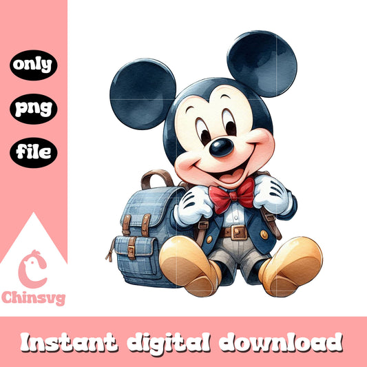 Cartoon mickey character on school png, school in cartoon png