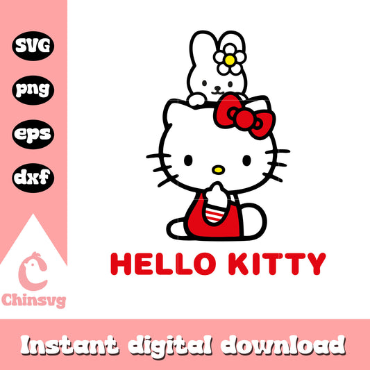 Cartoon sanrio hello kitty and bunny svg, hello kitty sanrio svg