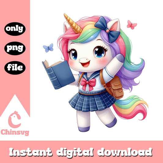 Cartoon unicorn on school day png, disney high school png