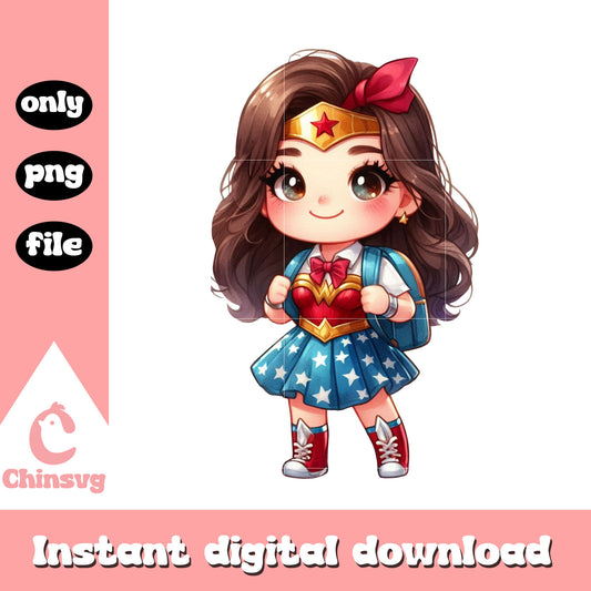 Cartoon wonder woman back to school png, school day png