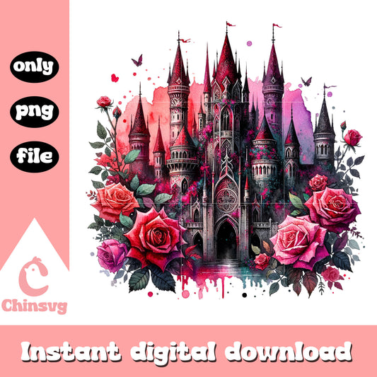 Castle fantasy with rose design png, fantasy castles​ png