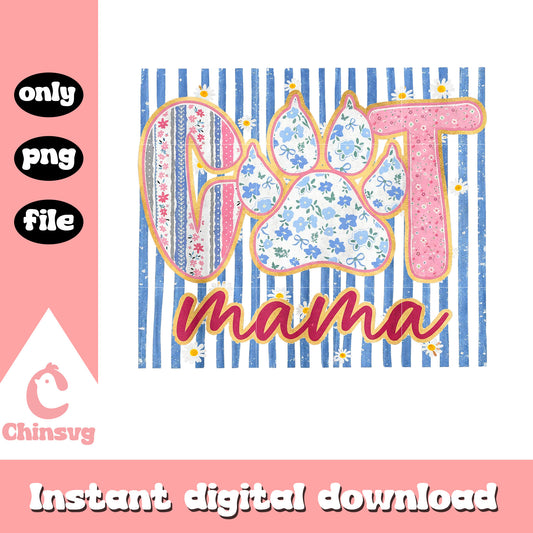 Cat mama striped retro design png