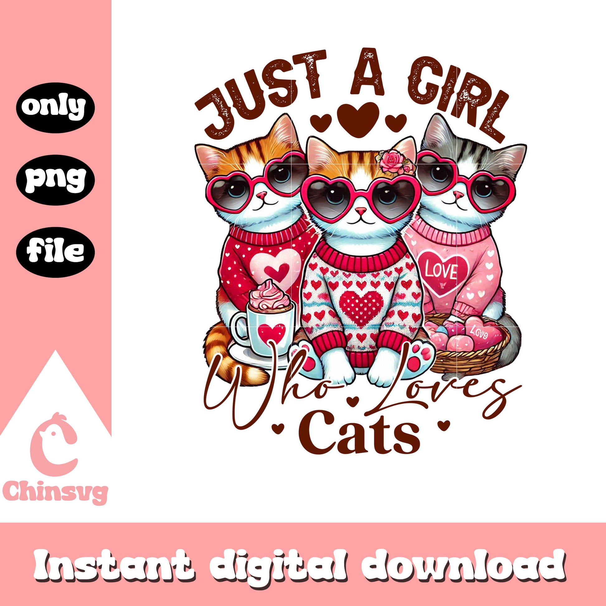 Cat friends cool valentine png, happy valentines day cat​​ png