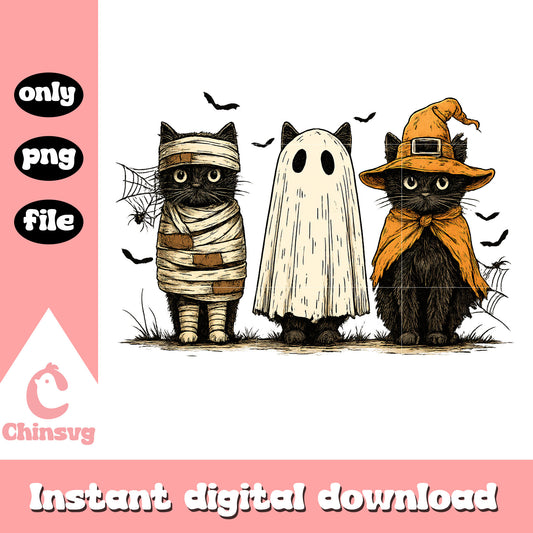 Cat halloween design png, cat horror png, halloween cat png