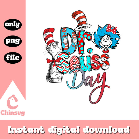 Cat in the hat and miss thing png, dr seuss day png, cartoon png